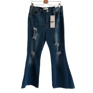 Almost Famous High Rise Flare Jean Distressed Size 15